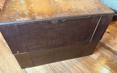 Antique Wooden 4 Drawers Library Index Card Catalog 2 Sections Stacked Tabletop