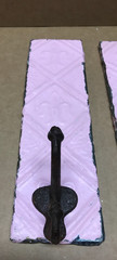 VTG Pair Decorative Tin Ceiling Metal Single Hook Wall Rack Plaque Old 407-26B