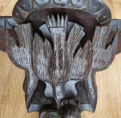 Antique French Oak Wall Shelf Bracket Carved Hanging Game Bird Gothic Revival