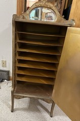 1800’s Gilded Hand Painted 7-Shelves Vernis Martin Style Beveled Mirror Cabinet