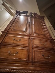 Luxurious antique furniture cupboard wood TV cabinet 4 drawers Marge Carson