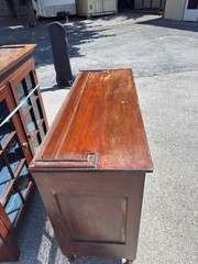 antique sheraton dutch cupboard step back cabinet 2pc softwood country farm