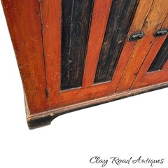 Antique Ohio Step Back dutch cupboard Red paint country farmhouse raised panel