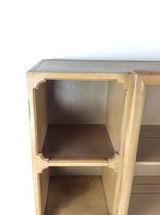 Mid Century Modern Two Piece China Cabinet with Limed Finish