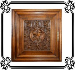 French Antique Gothic Hand Carved Wood Cupboard Door 19th