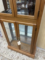 63691 Oak Curio China Cabinet With Light