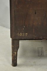 Antique English Adams Style Green Hand Painted Narrow Corner China Cabinet
