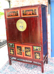 Chinese Antique 4 Drawer 4 Door Armoire / Cabinet