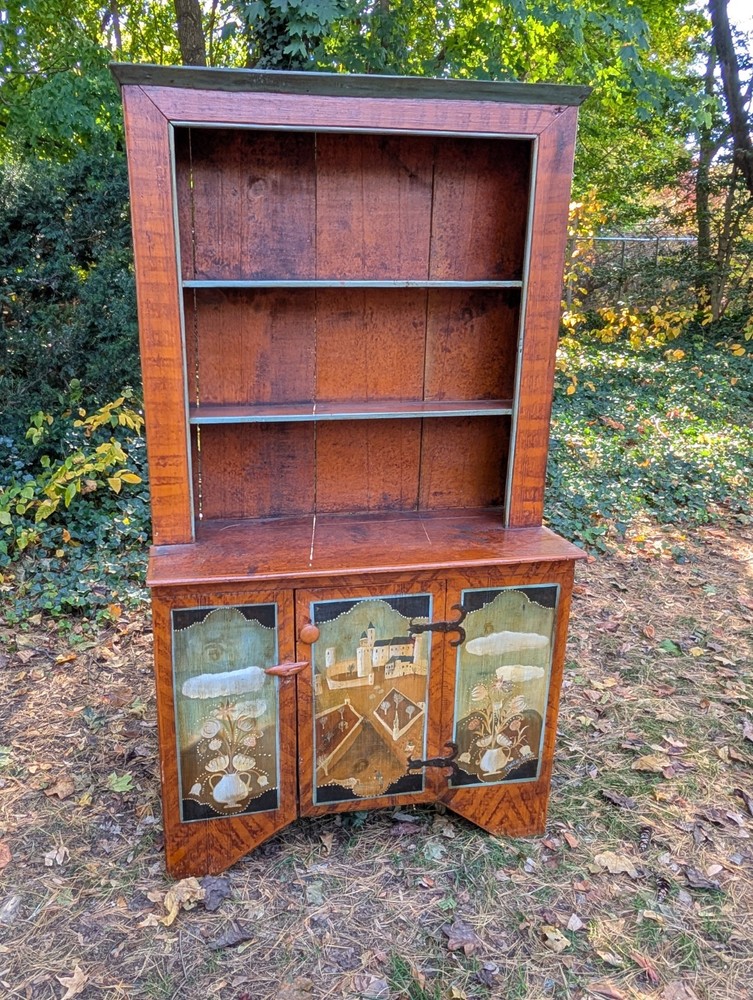 Antique Style Painted Hutch Marie Colette Charming Primitive Faux Finish