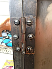 antique vintage industrial metal cabinet shelf workshop record storage iron