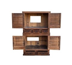 Vintage Japanese Style Sliding Doors Stack Tansu Accent Storage Cabinet ws4654