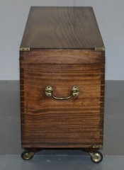 RARE LARGE CIRCA 1900 MILITARY CAMPAIGN CHEST TRUNK ZINC LINED FOR CHAMPAGNE ETC