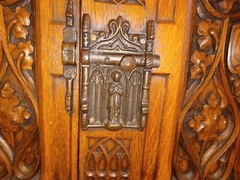 Gothic Revival Cabinet | Hand Painted & Carved| 1880 English Ecclesiastical