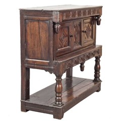 Antique English Baroque Oak Court Cupboard 17th century