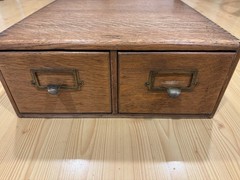 Antique Quarter Sawn Oak 2 Drawer Library Card Catalog File Cabinet Farmhouse