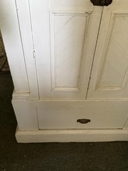 Tall Antique Painted Heart Pine Cupboard Cabinet Bead Board