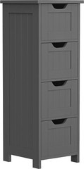 Slim Wood Bathroom Sideboard 4 Drawers Gray Narrow Storage Cabinet Toilet Paper