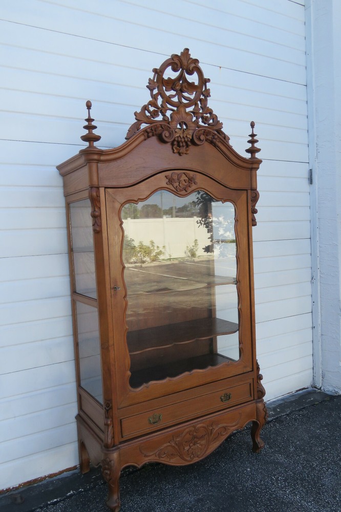 Early Victorian Heavy Carved Tall China Display Cabinet Cupboard 1380