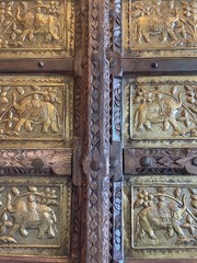 Antique Indian Brass Entry Door Pantry/Cabinet AS IS