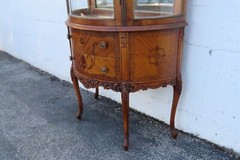 French Early 1900s Carved Inlaid Vitrine Display Curio Cabinet Cupboard 5667