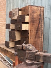Large Antique Scratch Built Workshop Bank Of Drawers Industrial Cabinet c1900
