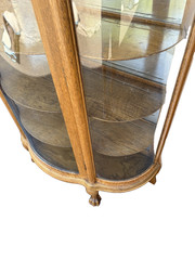 66656 Antique Victorian Bow Glass Curio Cabinet with Angel Cherub Backsplash
