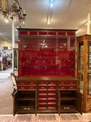 Custom Vintage Mid-Century Modern Mahogany Glass Front Hutch