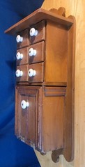 Antique Apothecary Spice Wall Hanging Wood Cabinet Six Drawers