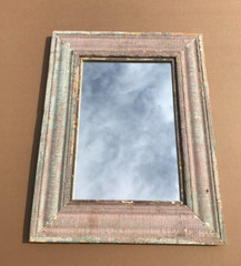 Salvaged Wood Harlem Moulding Shabby 21″ x 27″ Pink/Blue Mirror Old 463-23B