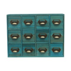 12 Drawers Vintage Tabletop Apothecary Storage Box Library Card Catalog Cabinet