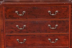 Vintage Mahogany English Georgian Style Bubble Glass Breakfront Bookcase Cabinet