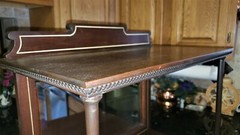 Antique Sheet Music Cabinet w Drawer INLAID WOOD Cabriole Legs BEVELED Mirror!
