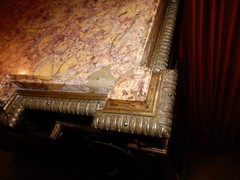 ANTIQUE FRENCH NAPOLEON III INLAID AND BURL ORMOLU MARBLE TOP SIDEBOARD CA. 1860