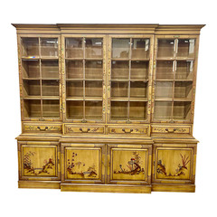 Vintage Union National Chinoiserie China Cabinet, Breakfront Or Bookcase