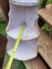 Vintage Antique Chippy Paint 3 Tier Carved Corner Shelf Cabinet