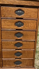 Antique Arts Crafts Tiger Oak 12 Drawer Wood File Cabinet Apothecary Hall Table
