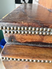 🍸Antique Prohibition Era Liquor Cabinet / Hidden Bar Leather Wrapped 1920s VTG
