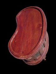 Vtg Bean Shaped Bar Liquor Curio Cabinet Table w Beveled Glass and Butler Tray