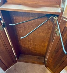 1970s-90s Dark Pine Wood, Jelly Cupboard & Tie Valet, 83″ Tall