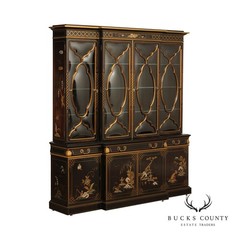 Karges Chinoiserie Decorated Breakfront China Display Cabinet