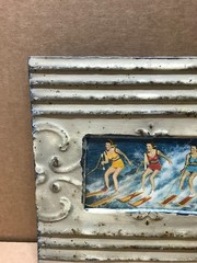 VTG 11″ Sq. Photo 4×6 Tin Ceiling Metal Shabby Mocha Picture Frame Old 923-26B
