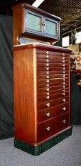 Antique Mahogany Dentist’s Cabinet American Cabinet Co 17 Drawers-4 Shelves 1900