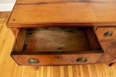 Antique American Two Door Cabinet With Custom Glass Top