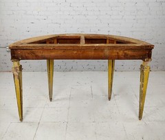 18th century Italian Demilune Marble top painted Console table
