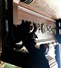 Antique Carved Walnut Hunt Hutch Wall Shelf Cupboard or Coat Rack 48×32″