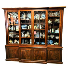 c.1800 English, In the Manner of Gillows George III Mahogany Breakfront Bookcase