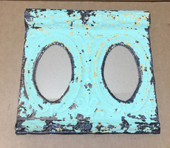 VTG Shabby Green Double 4×6 Oval Photo Ceiling Tin Picture Frame Old 663-26B