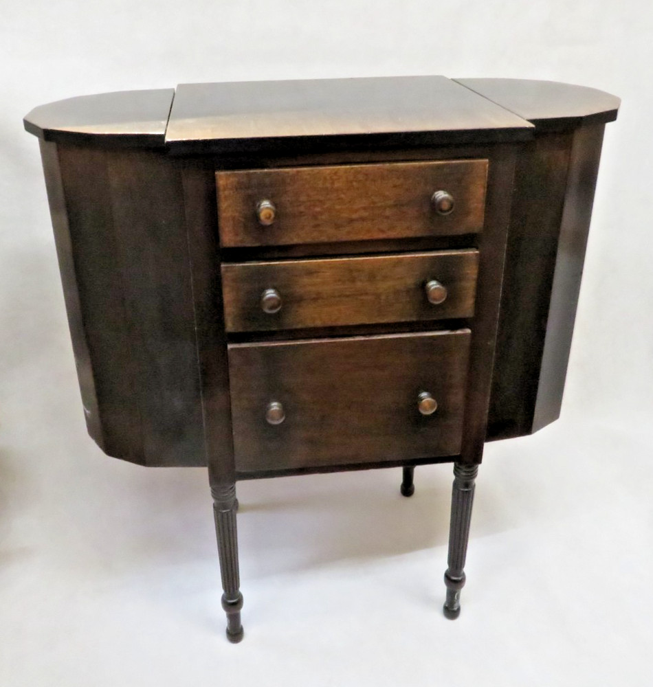 Antique 29″ Imperial Solid Mahogany Martha Washington 3-Drawer Sewing Cabinet
