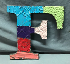 Decorative Salvaged Tin Ceiling 12″ Patchwork Mix Color Letter F Metal 357-25B