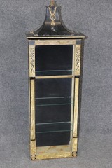 Antique Directoire Style Paint decorated Wall Vitrine Display Cabinet